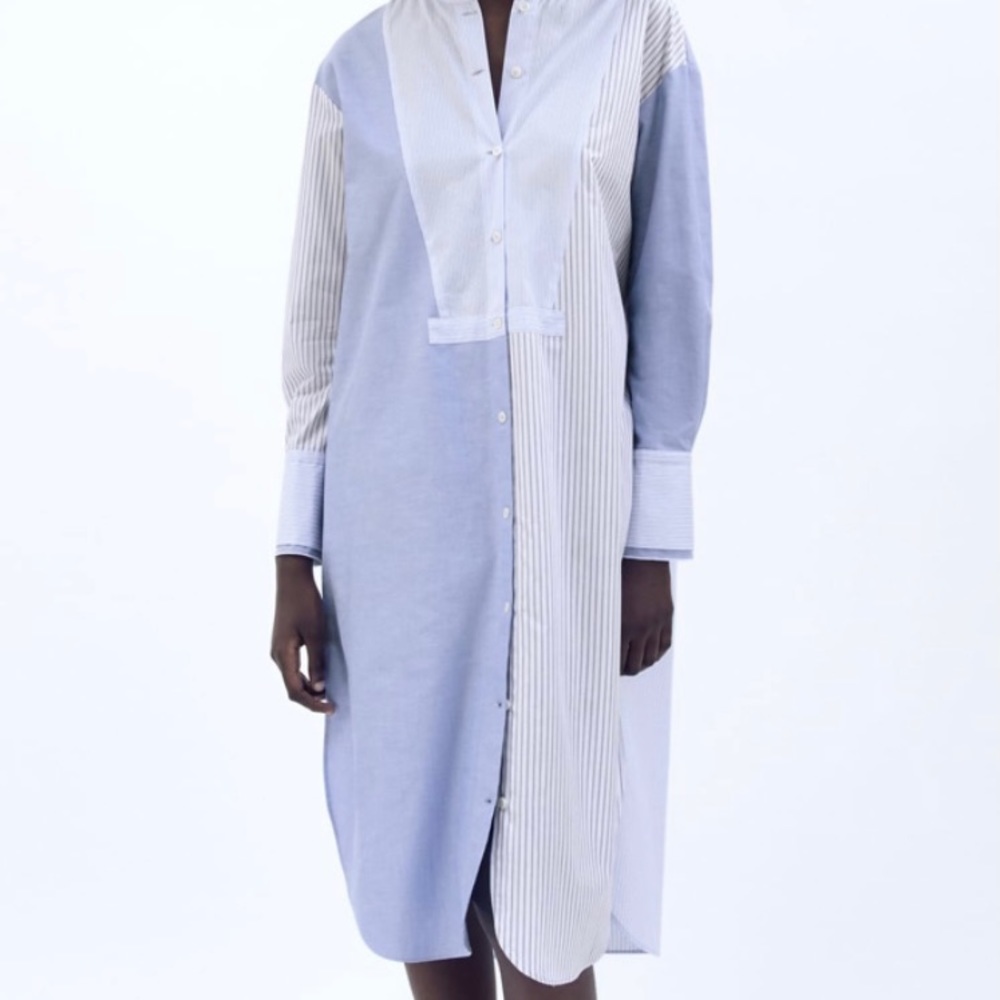 Patchwork shirt dress 100% cotton